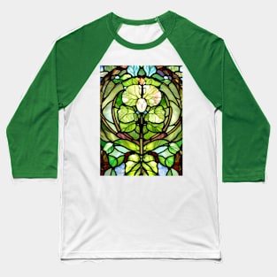 Stained Glass Flower Among Leaves Baseball T-Shirt